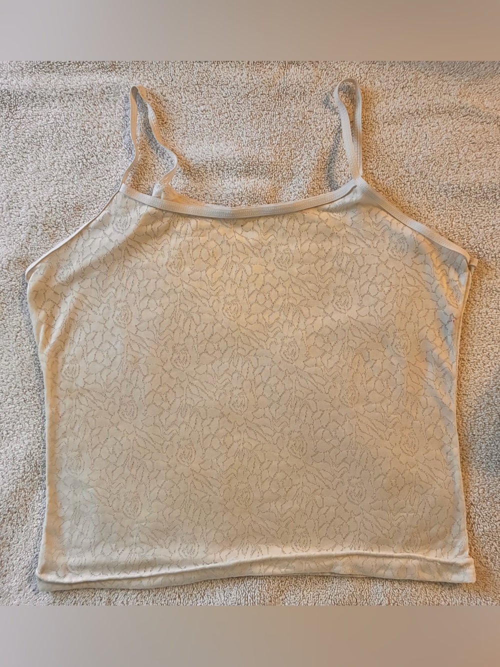 Delicate Cream Lace Camisole Tank with Floral Pattern
